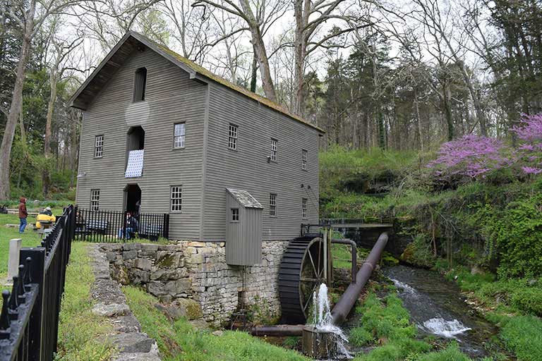 A landscape scene of the historic Beck's Mill.